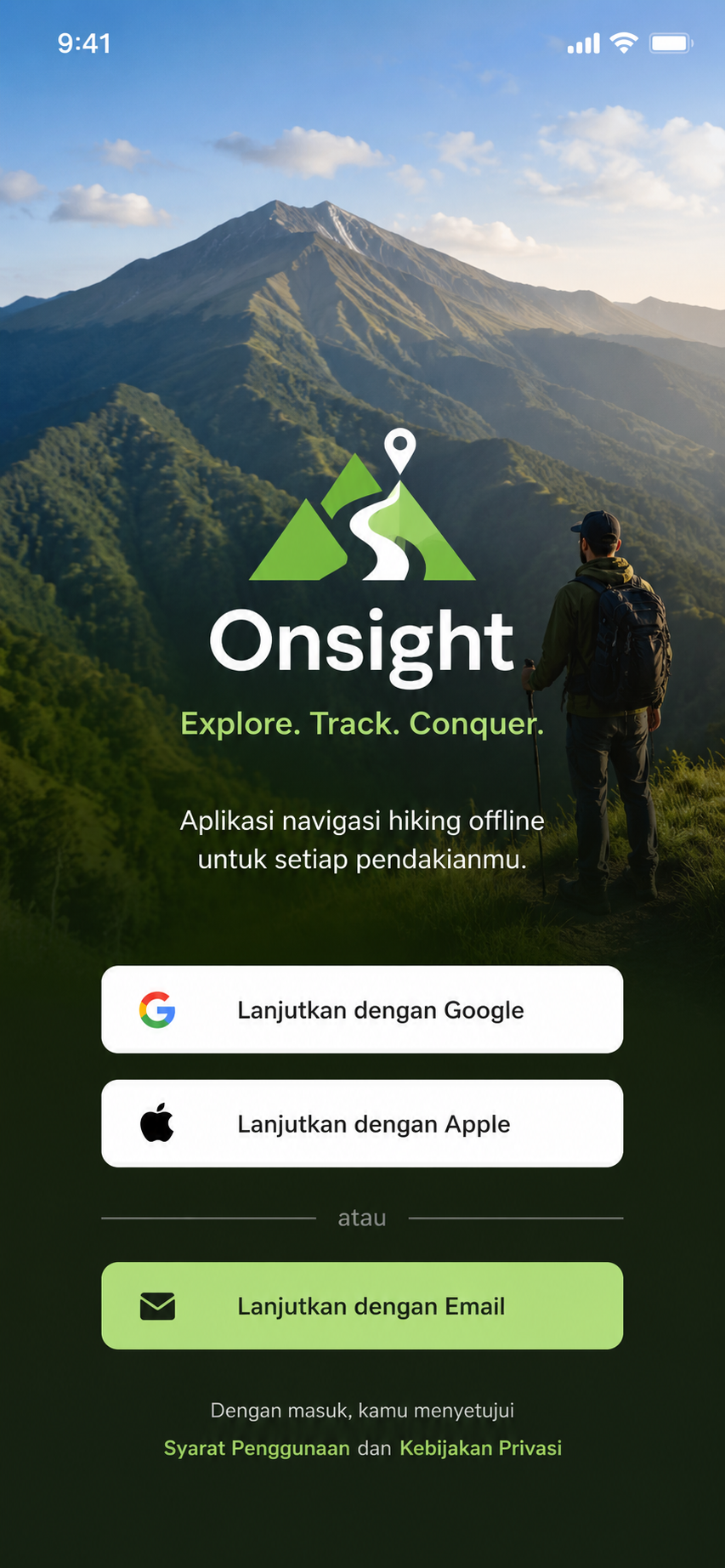 Layar login Onsight